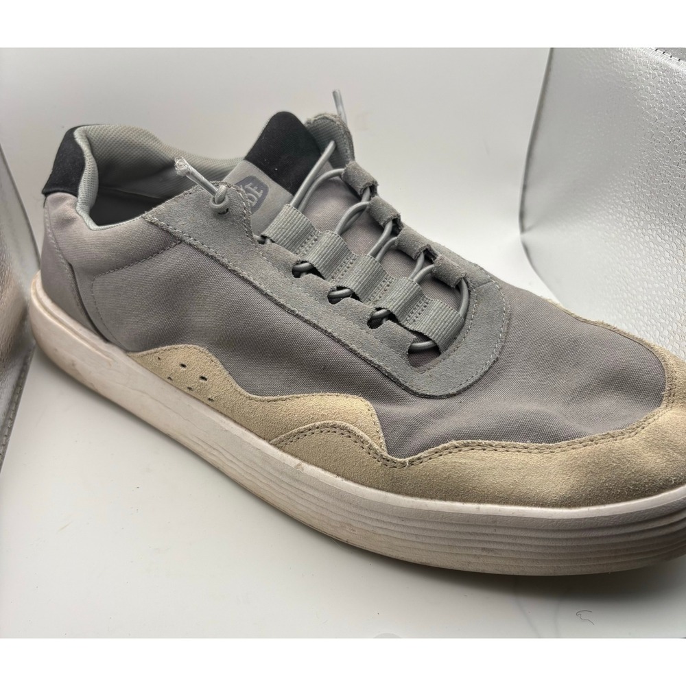 Hey Dude Hudson M Canvas Light Grey Men Sneakers Low Top Slip On Shoes Size 14 - Picture 2 of 10